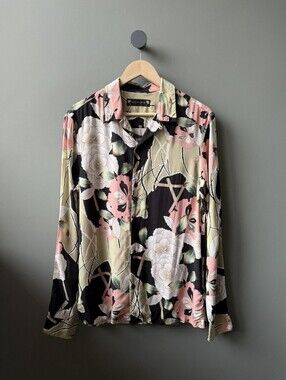 ALL SAINTS " Fuyugi" Oriental Floral Viscose Long Sleeve Shirt Mens SZ XXL